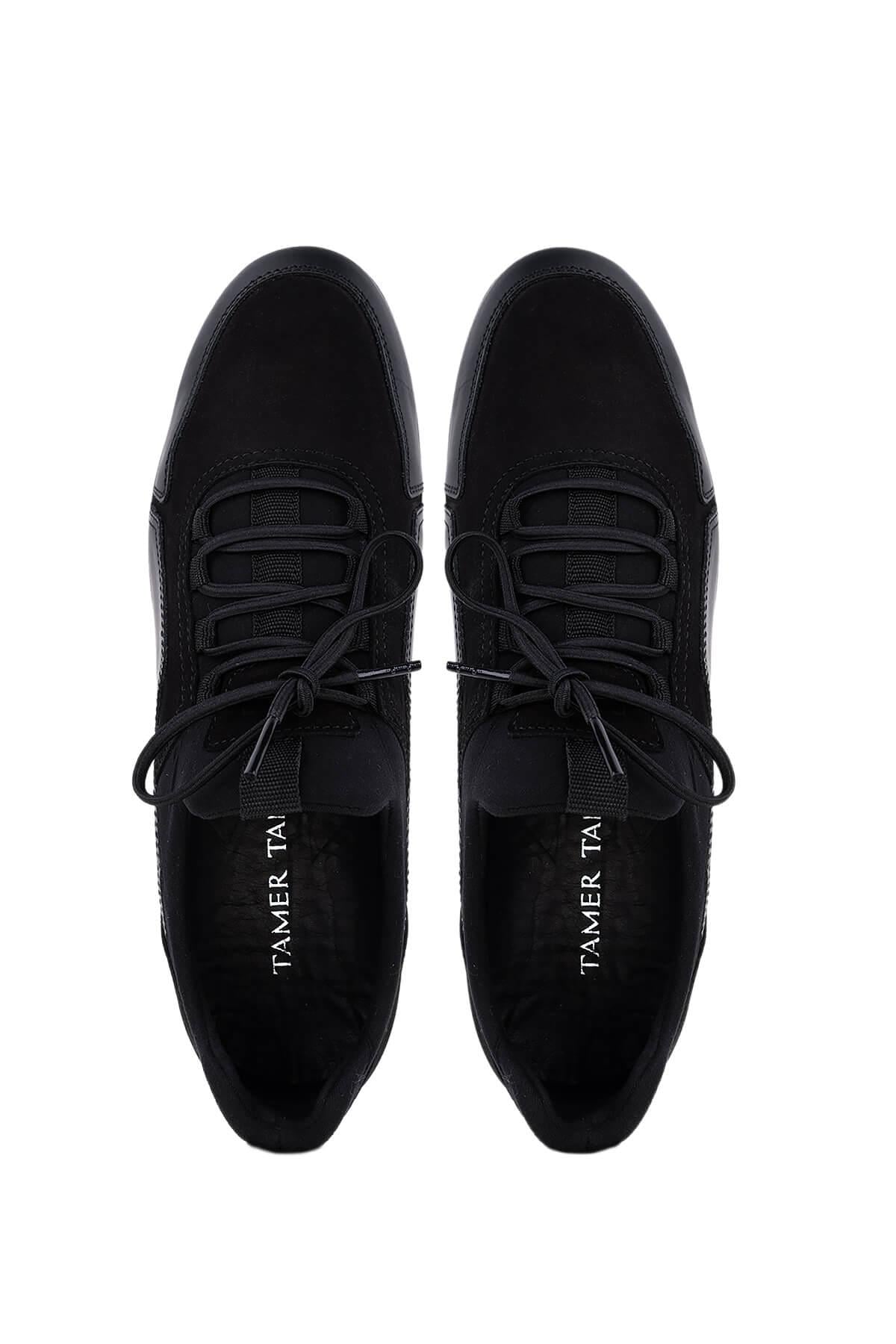 Tamer Tanca Tamer Tanca Erkek Hakiki Deri Siyah Nubuk Sneakers &amp; Spor Ayakkabı | FashFed Siyah - 6. görsel