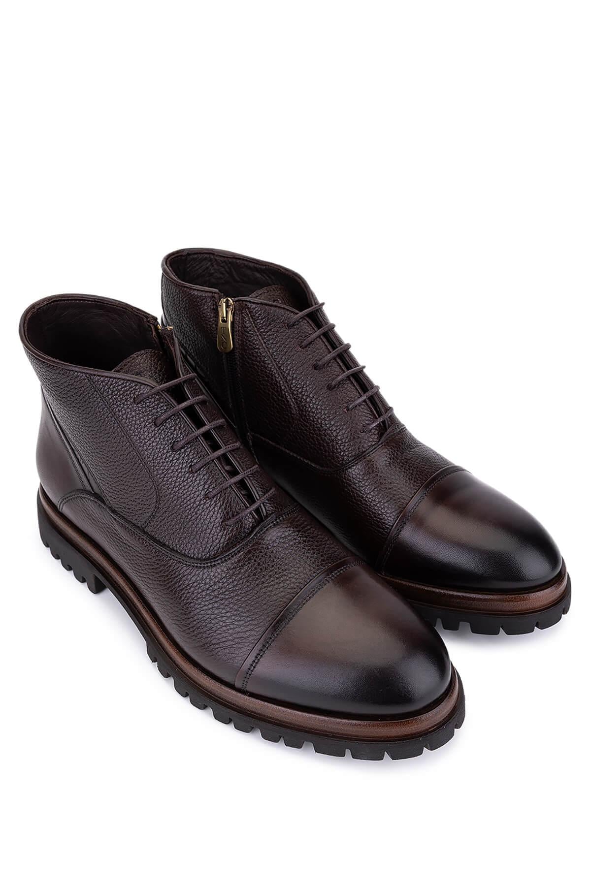 Tamer Tanca Tamer Tanca Erkek Hakiki Deri Kahverengi Klasik Bot | FashFed Kahverengi - 4. görsel