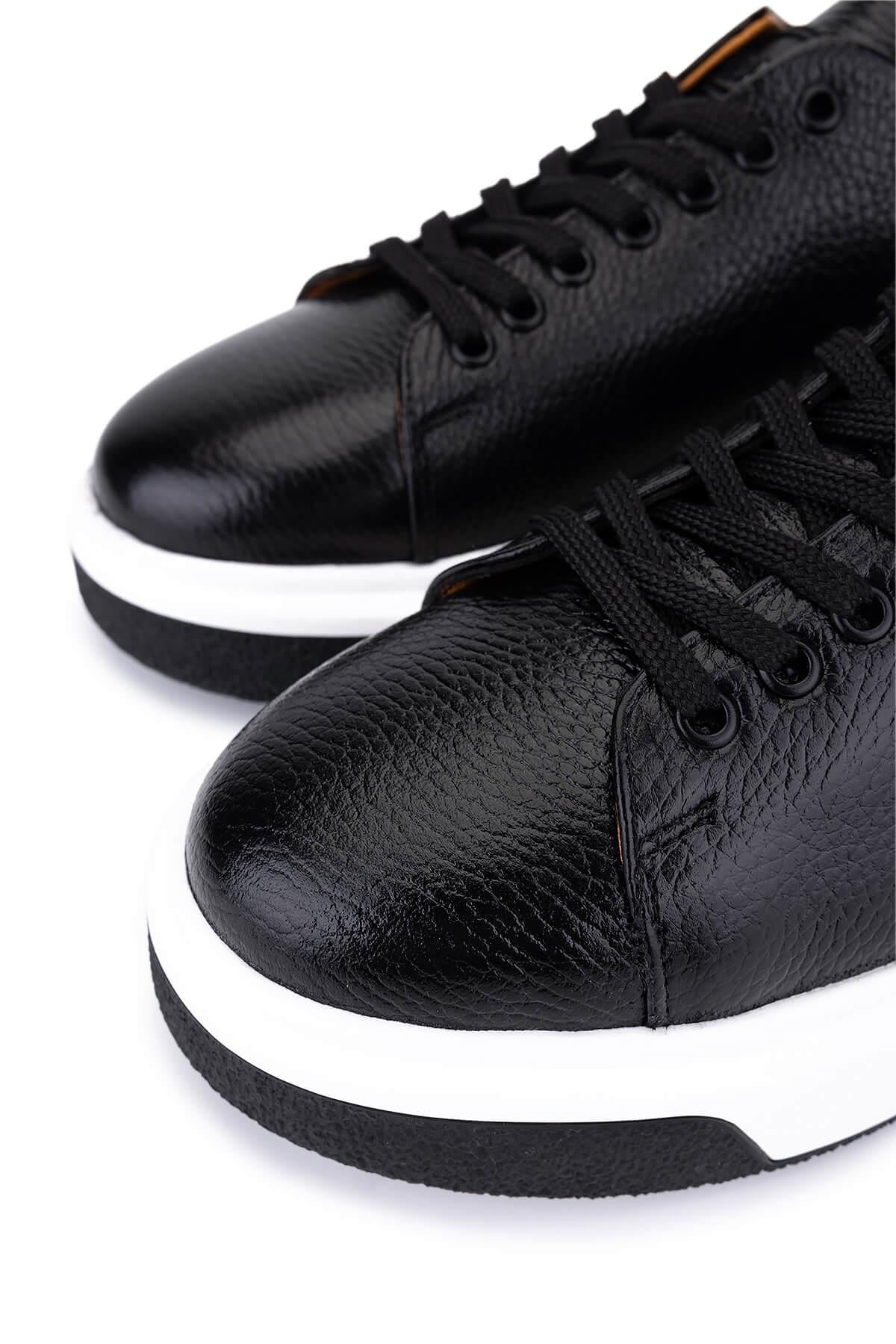 Tamer Tanca Tamer Tanca Erkek Hakiki Deri Siyah Sneakers &amp; Spor Ayakkabı | FashFed Siyah - 3. görsel