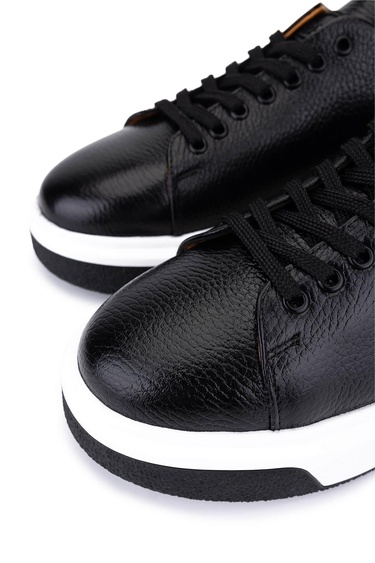  Tamer Tanca Erkek Hakiki Deri Siyah Sneakers & Spor Ayakkabı