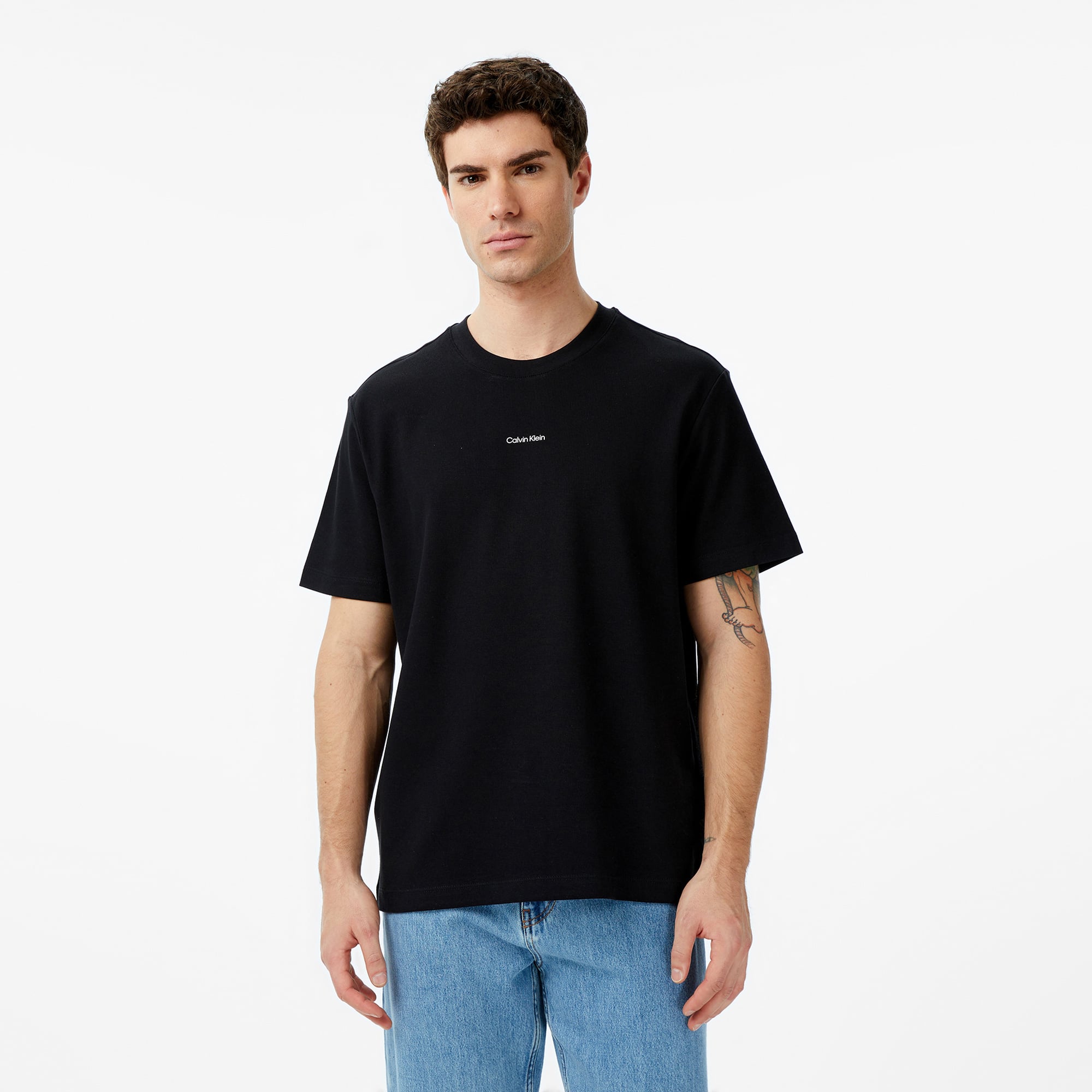  Calvin Klein Stretch Cotton Pique Nano Erkek Siyah T-Shirt