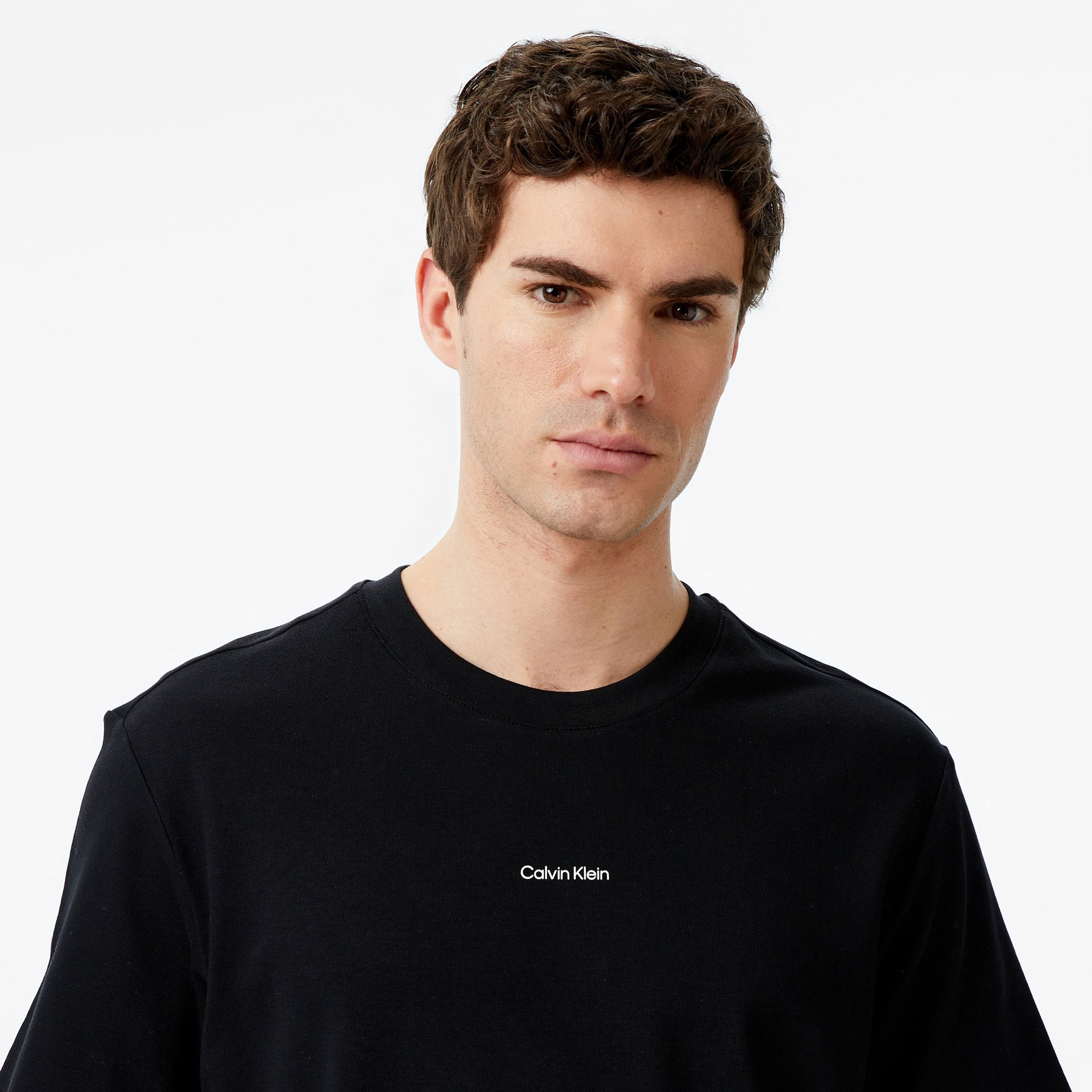 Calvin Klein Stretch Cotton Pique Nano Erkek Siyah T-Shirt