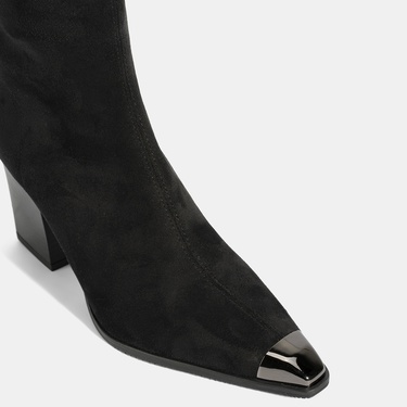  Kadın Siyah Kalın Topuklu Stretch Çizme