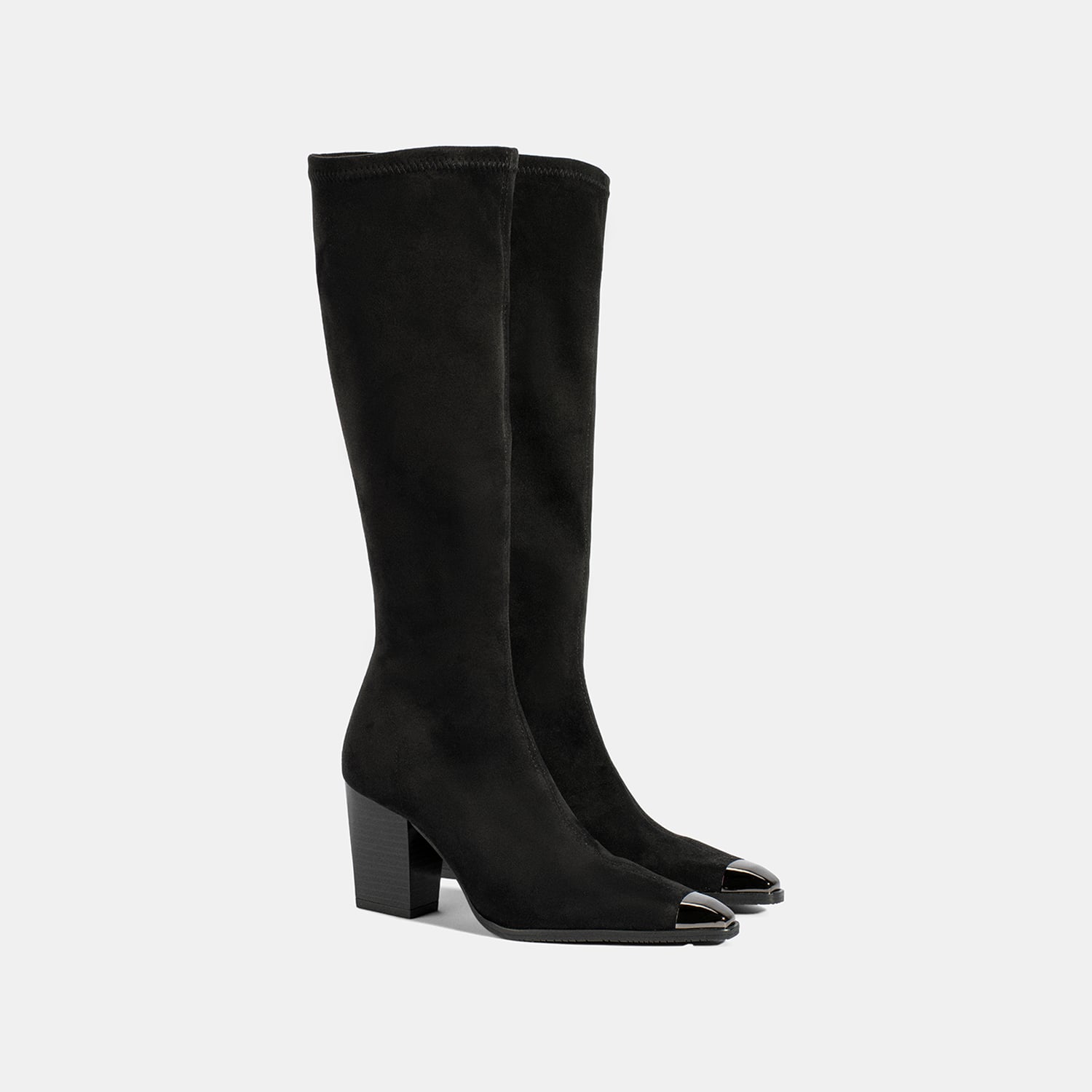  Kadın Siyah Kalın Topuklu Stretch Çizme