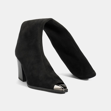  Kadın Siyah Kalın Topuklu Stretch Çizme