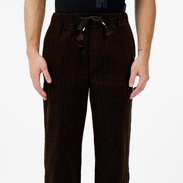  Scotch&Soda Jacquard Cotton-Blend Corduroy Relaxed Fit Erkek Kahverengi Pantolon