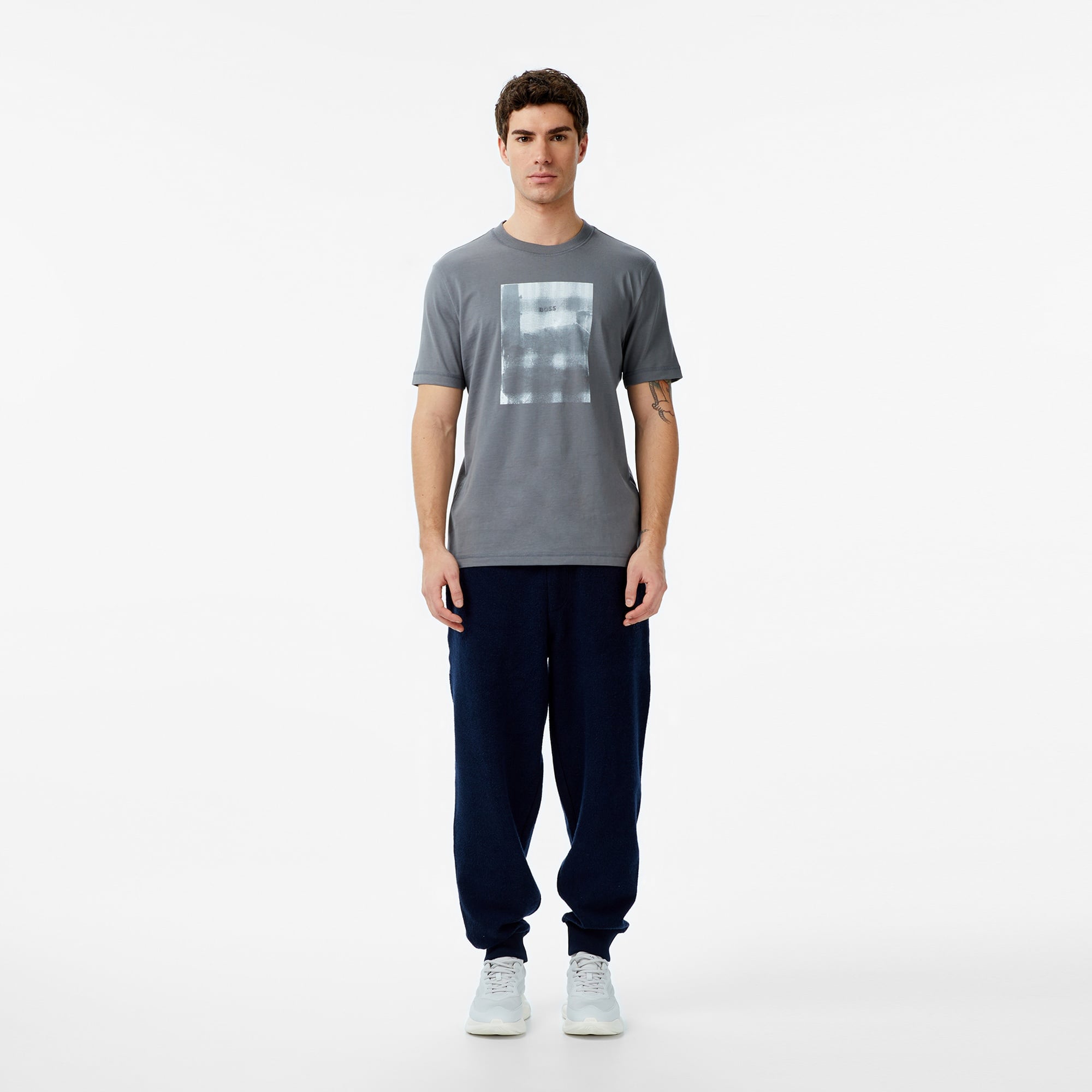 Boss Brokenice Erkek Gri T-Shirt