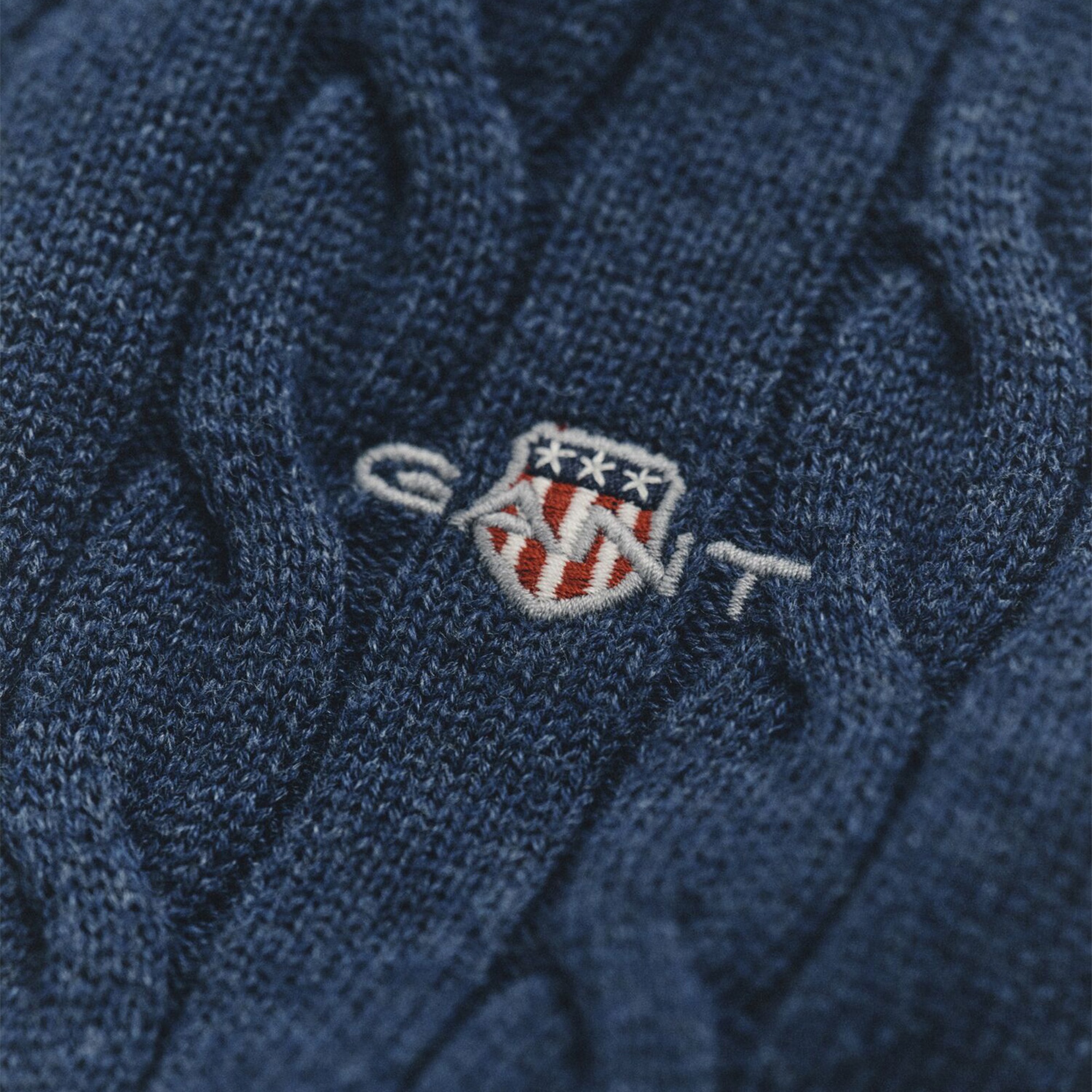 GANT Erkek Lacivert Regular Fit Bisiklet Yaka Örgü Kazak