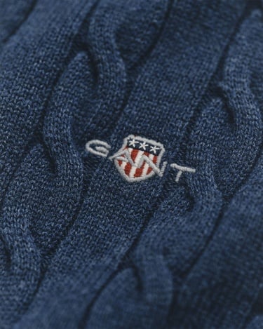  GANT Erkek Lacivert Regular Fit Bisiklet Yaka Örgü Kazak