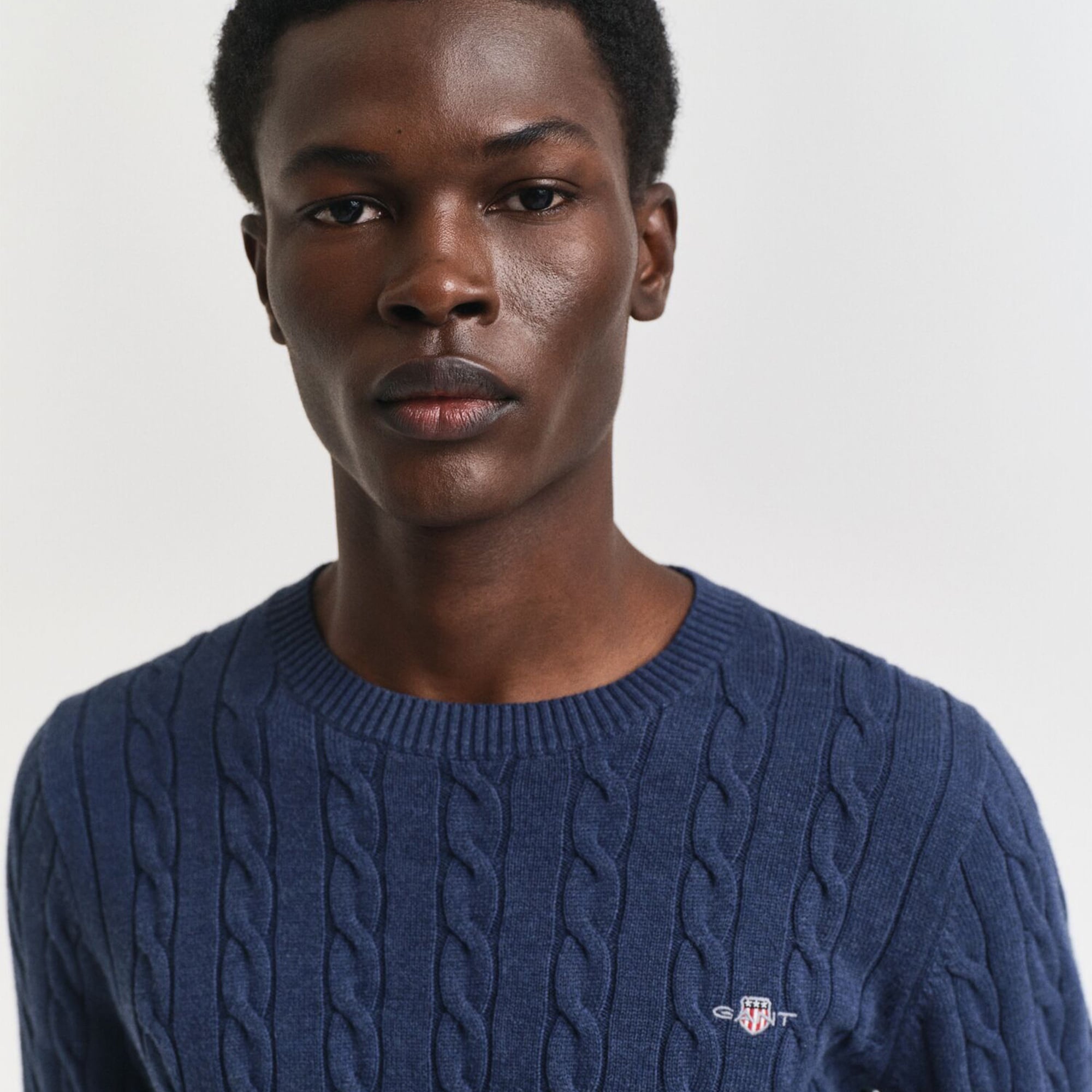 GANT Erkek Lacivert Regular Fit Bisiklet Yaka Örgü Kazak