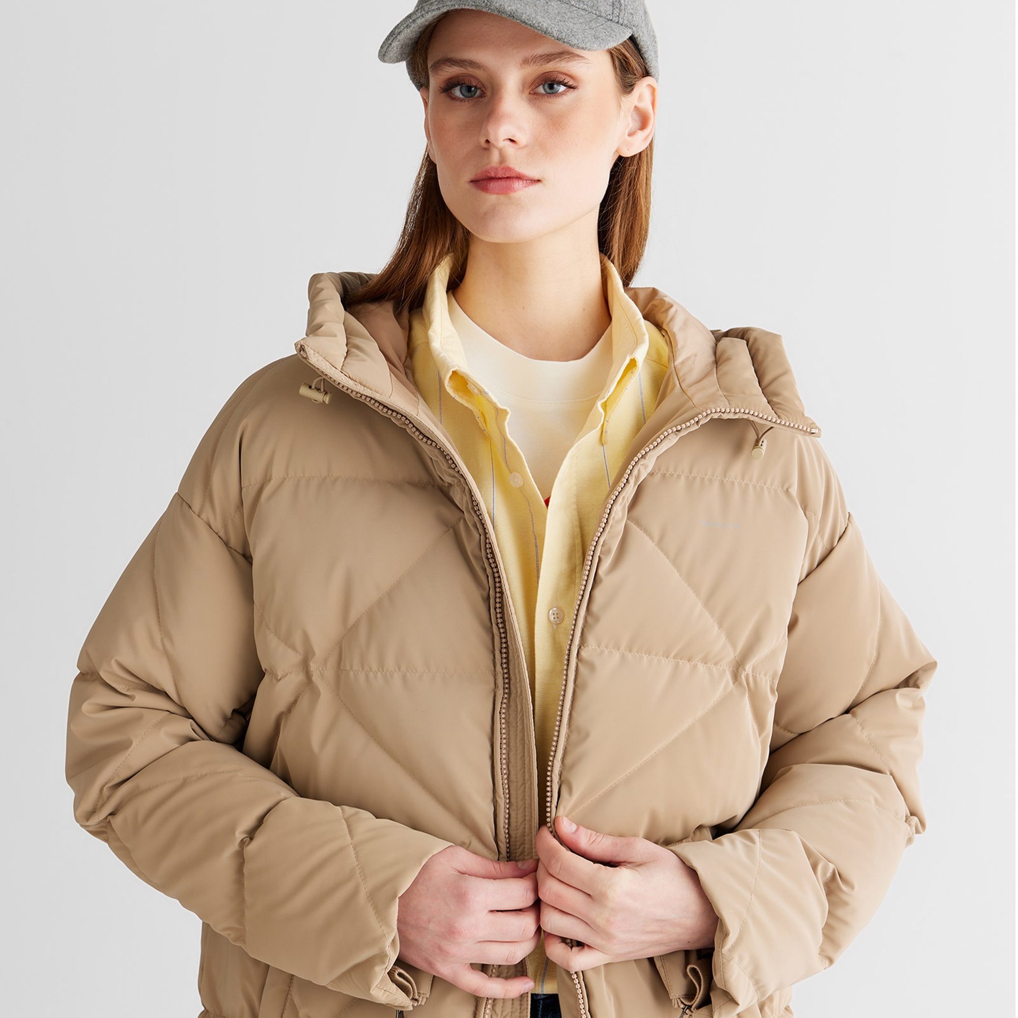 GANT Kadın Bej Regular Fit Fermuarlı Ceket