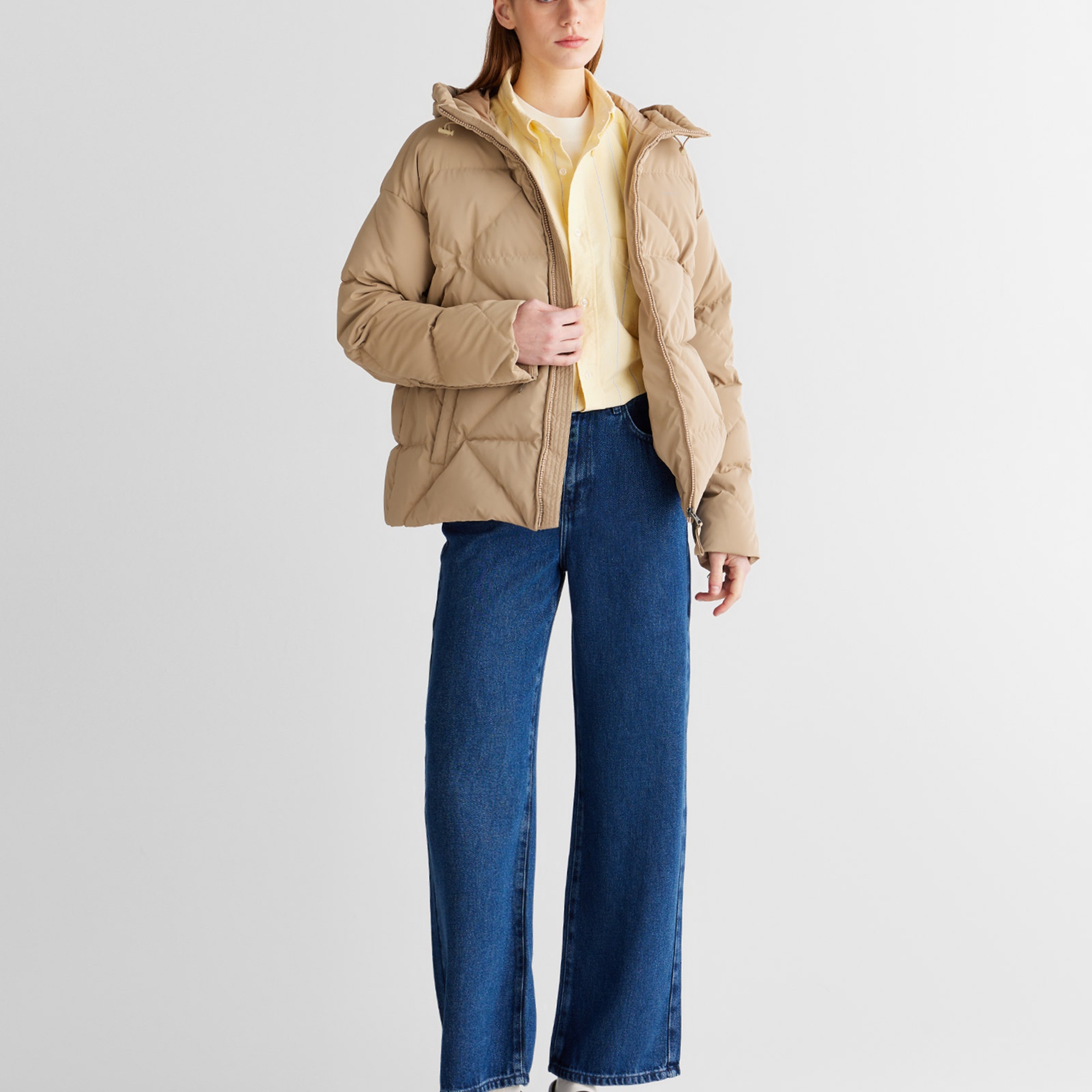 GANT Kadın Bej Regular Fit Fermuarlı Ceket