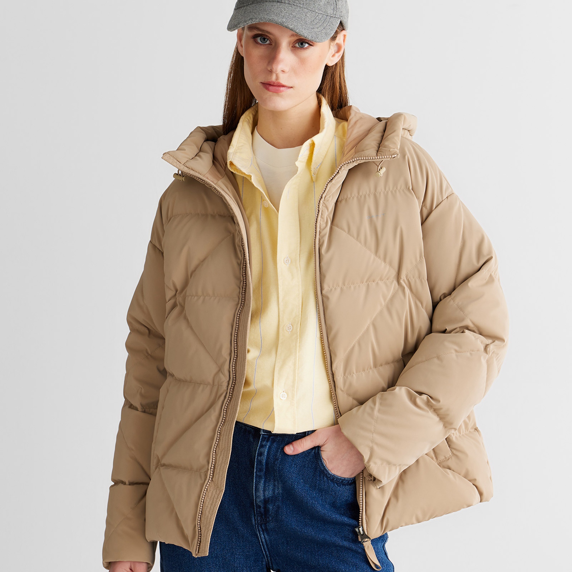 GANT Kadın Bej Regular Fit Fermuarlı Ceket