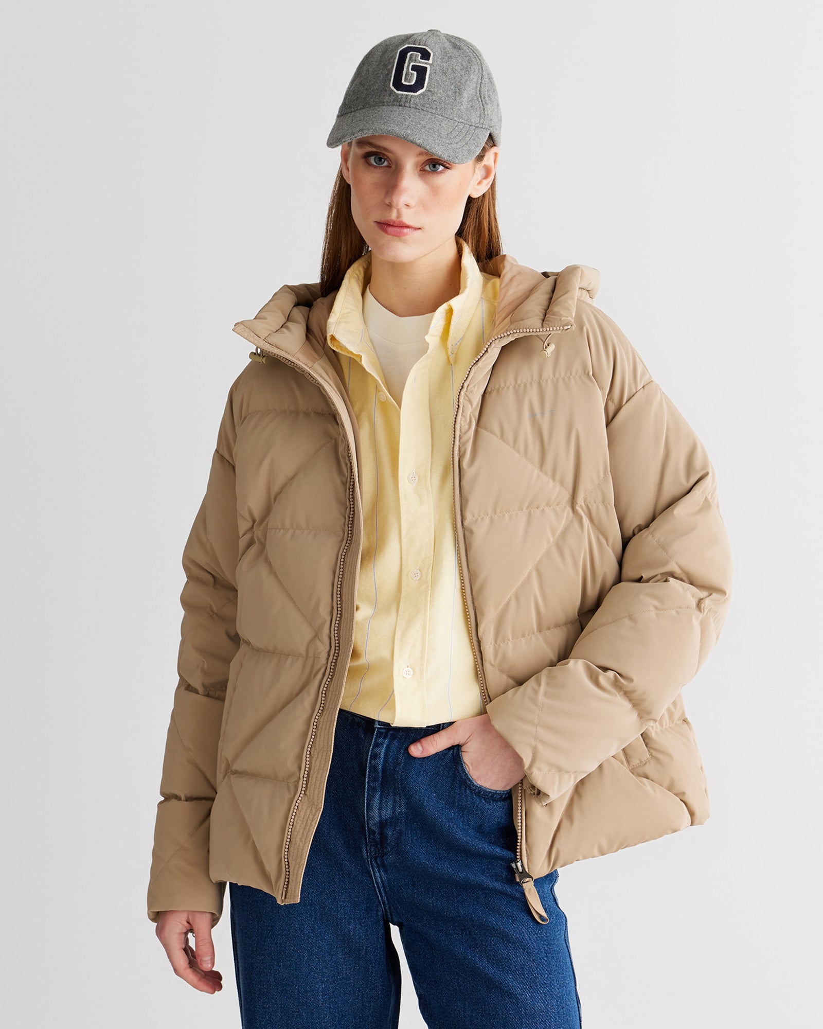  GANT Kadın Bej Regular Fit Fermuarlı Ceket