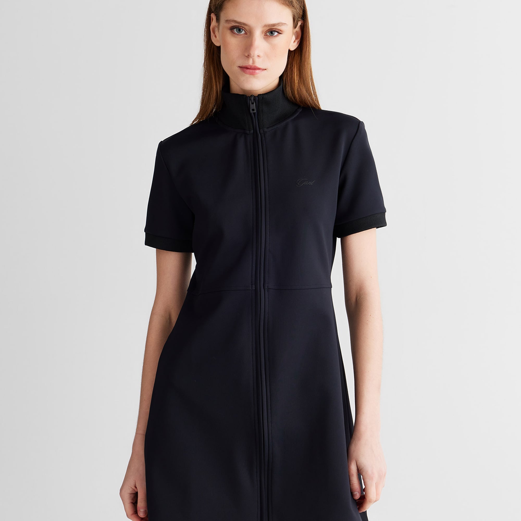 GANT Kadın Siyah Regular Fit Fermuarlı Elbise