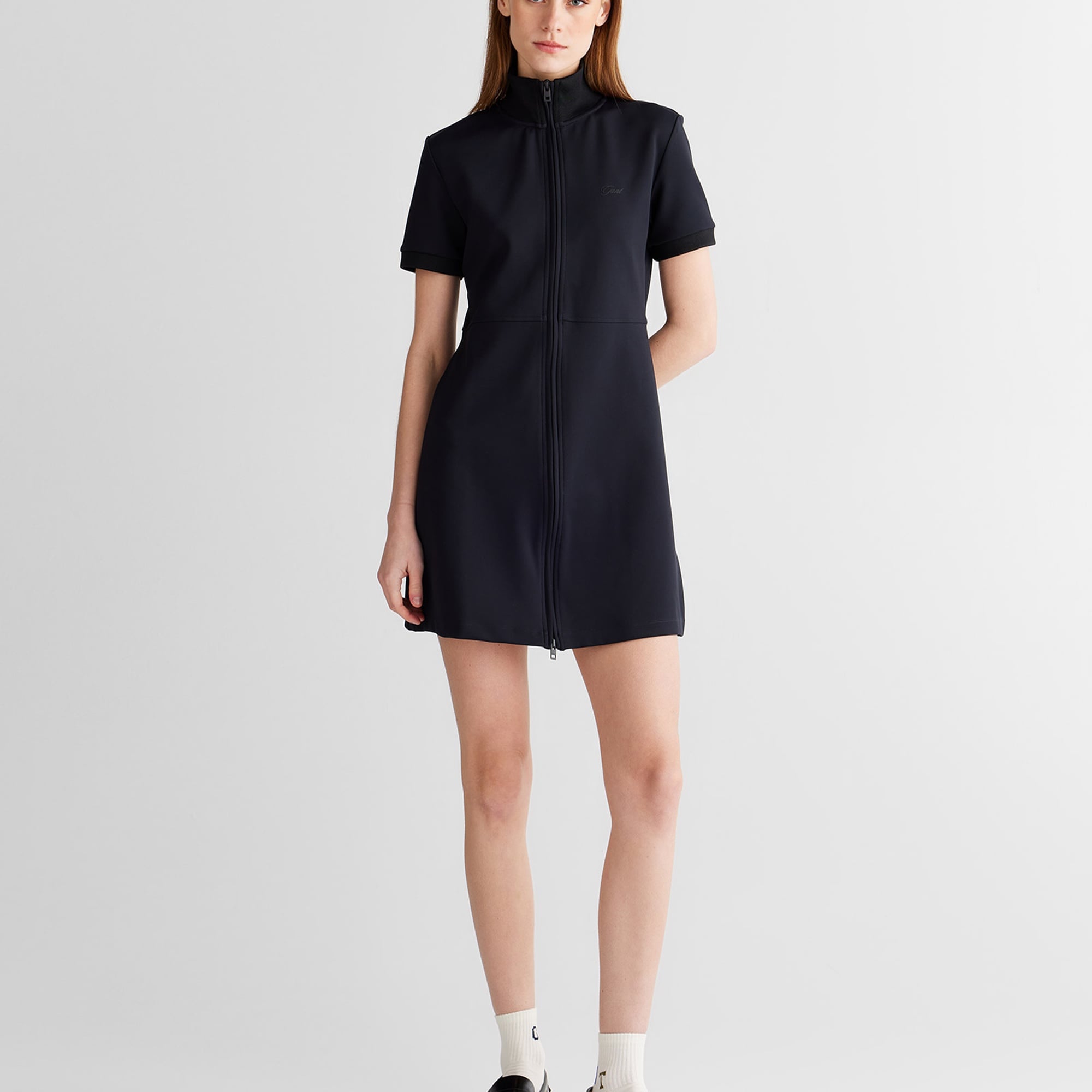 GANT Kadın Siyah Regular Fit Fermuarlı Elbise