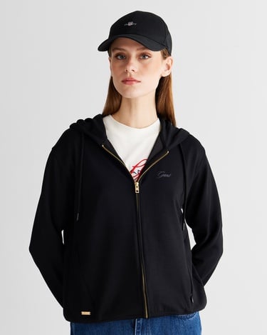  GANT Kadın Siyah Regular Fit Fermuarlı Sweatshirt