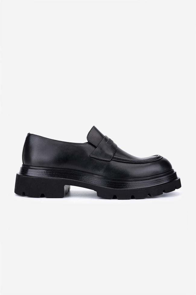  Valmenti Erkek Hakiki Deri Siyah Loafer Ayakkabı