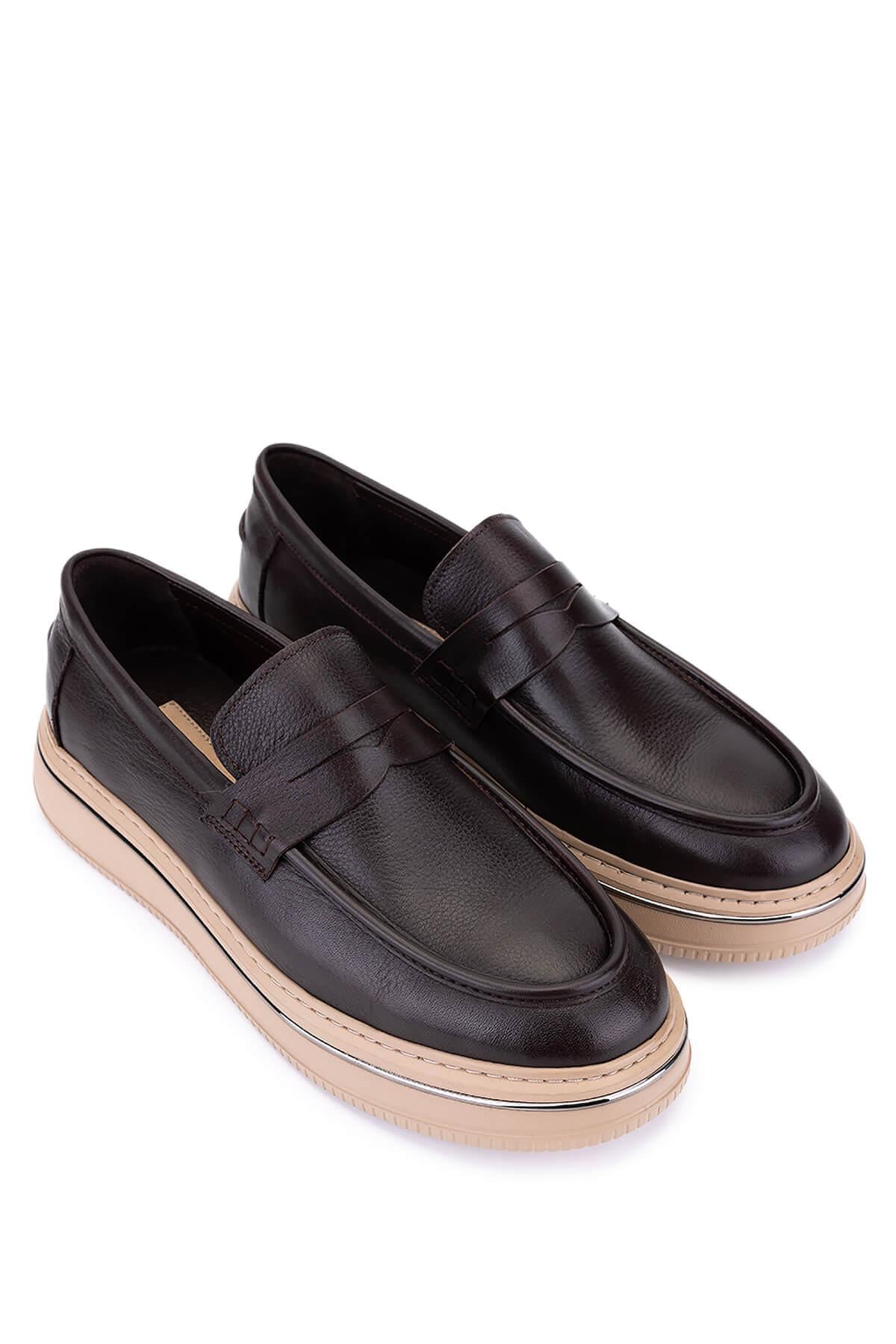 Tamer Tanca Tamer Tanca Erkek Hakiki Deri Kahverengi Loafer Ayakkabı Sneaker | FashFed Kahverengi - 4. görsel