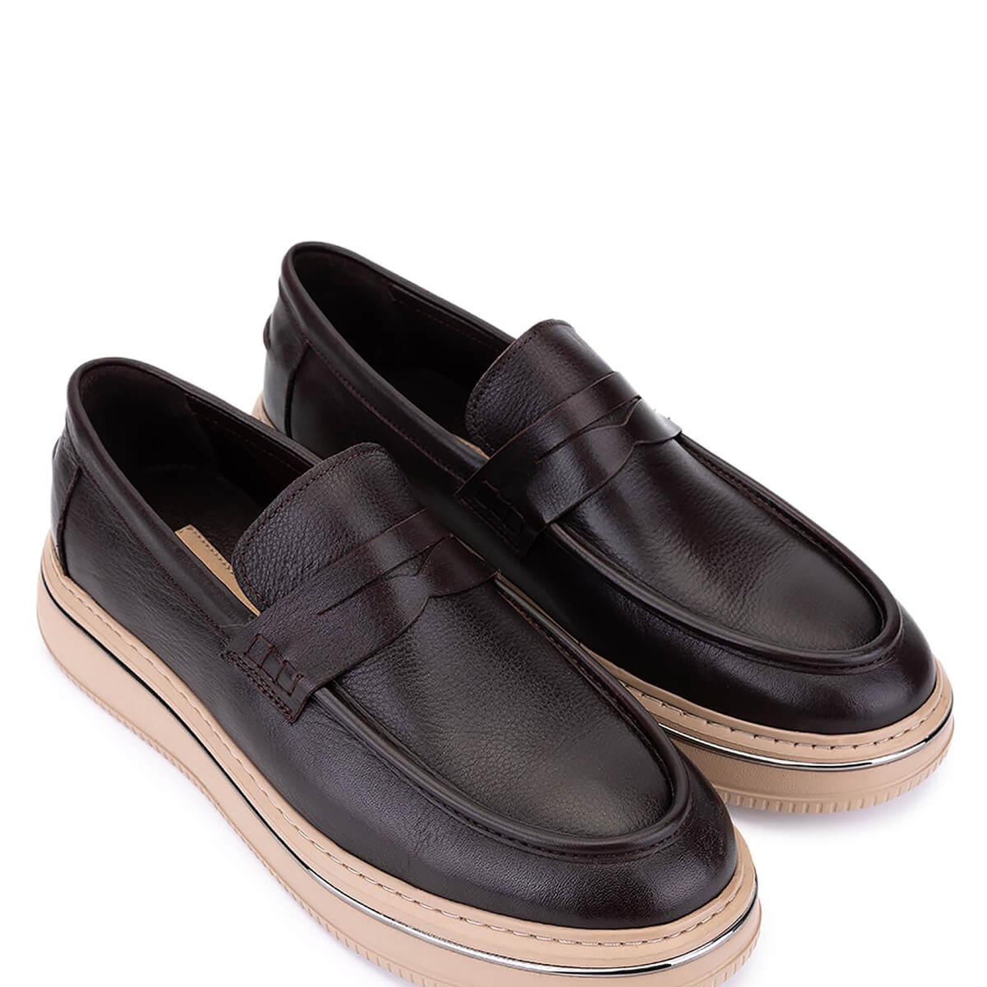 Tamer Tanca Erkek Hakiki Deri Kahverengi Loafer Ayakkabı