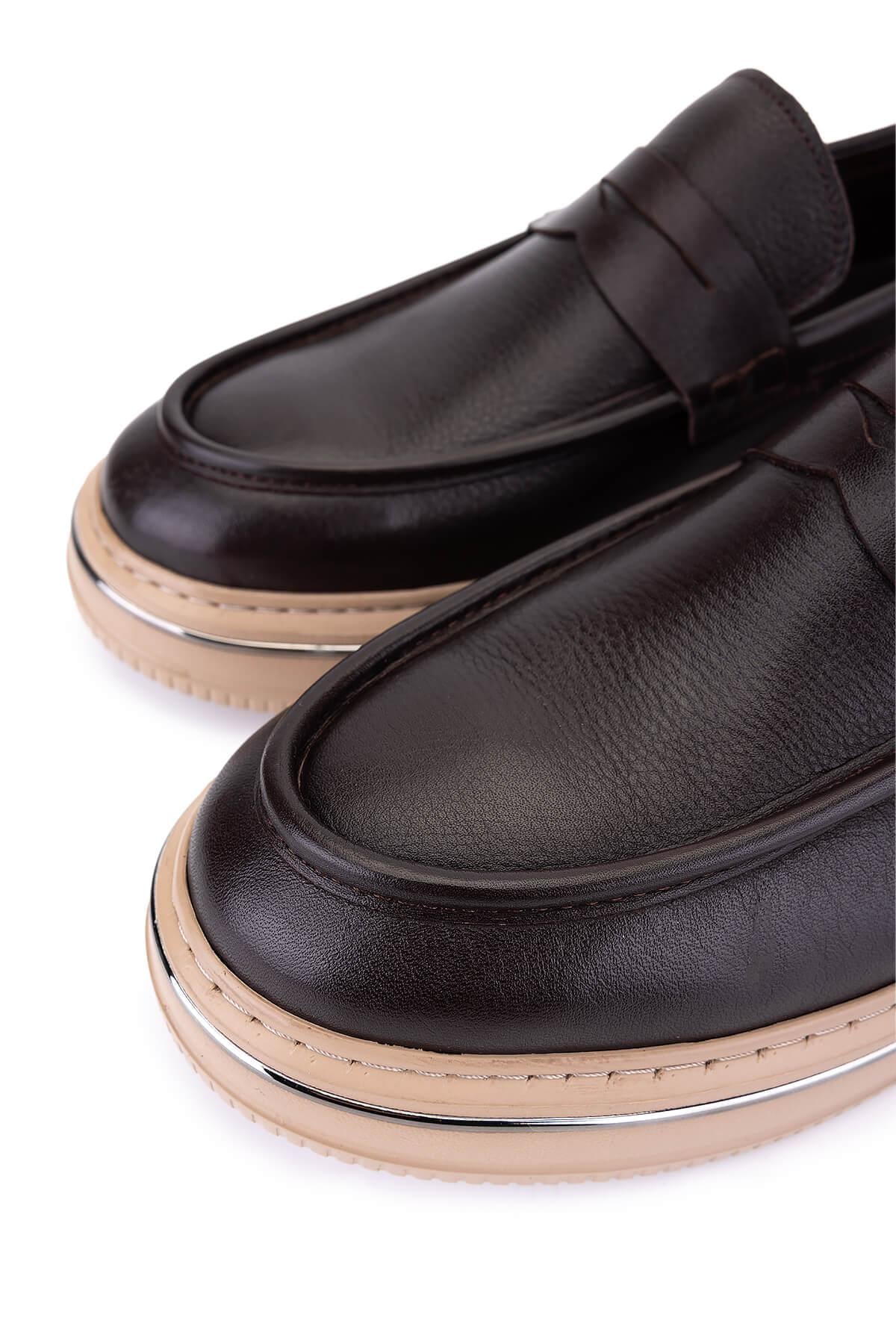 Tamer Tanca Tamer Tanca Erkek Hakiki Deri Kahverengi Loafer Ayakkabı Sneaker | FashFed Kahverengi - 3. görsel