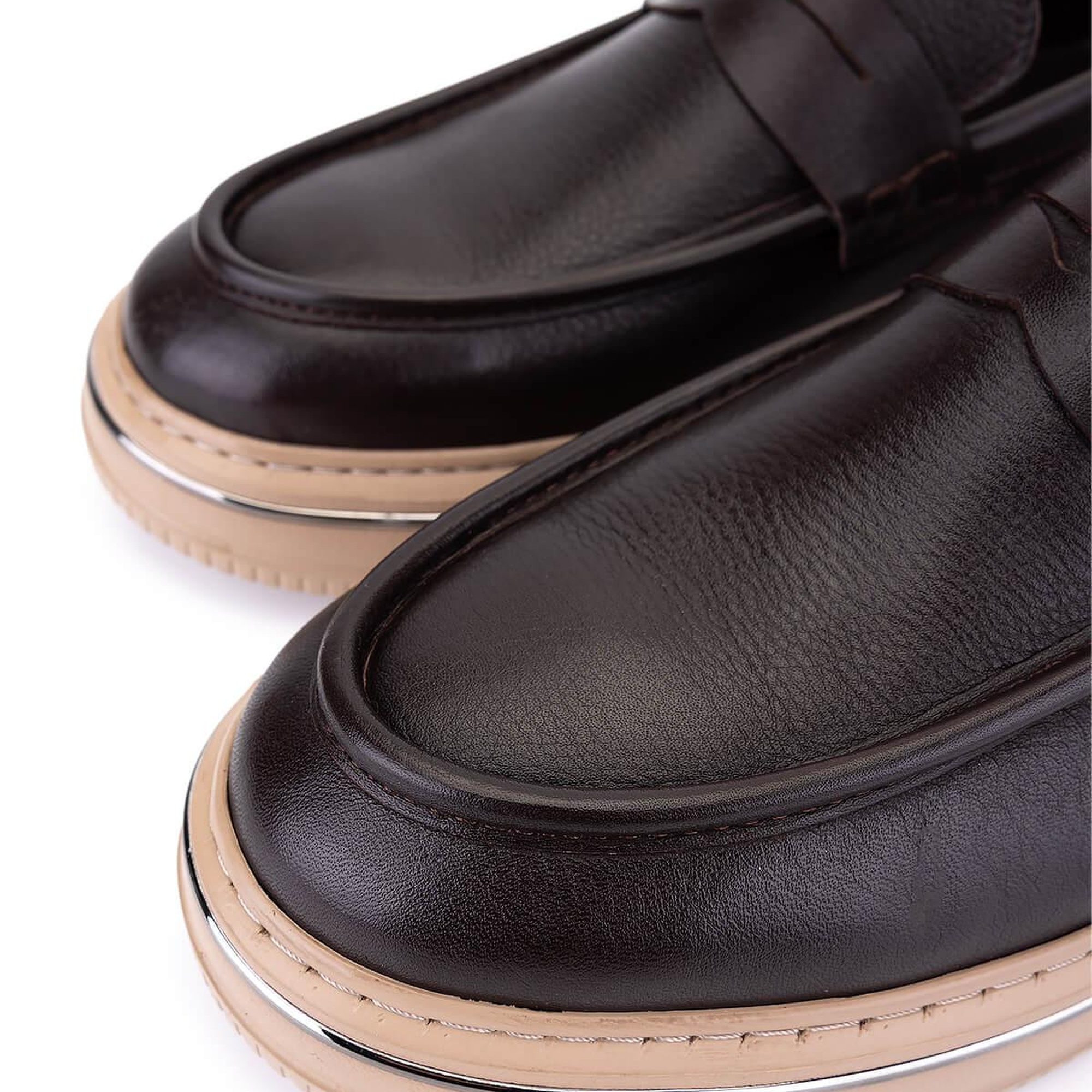 Tamer Tanca Erkek Hakiki Deri Kahverengi Loafer Ayakkabı