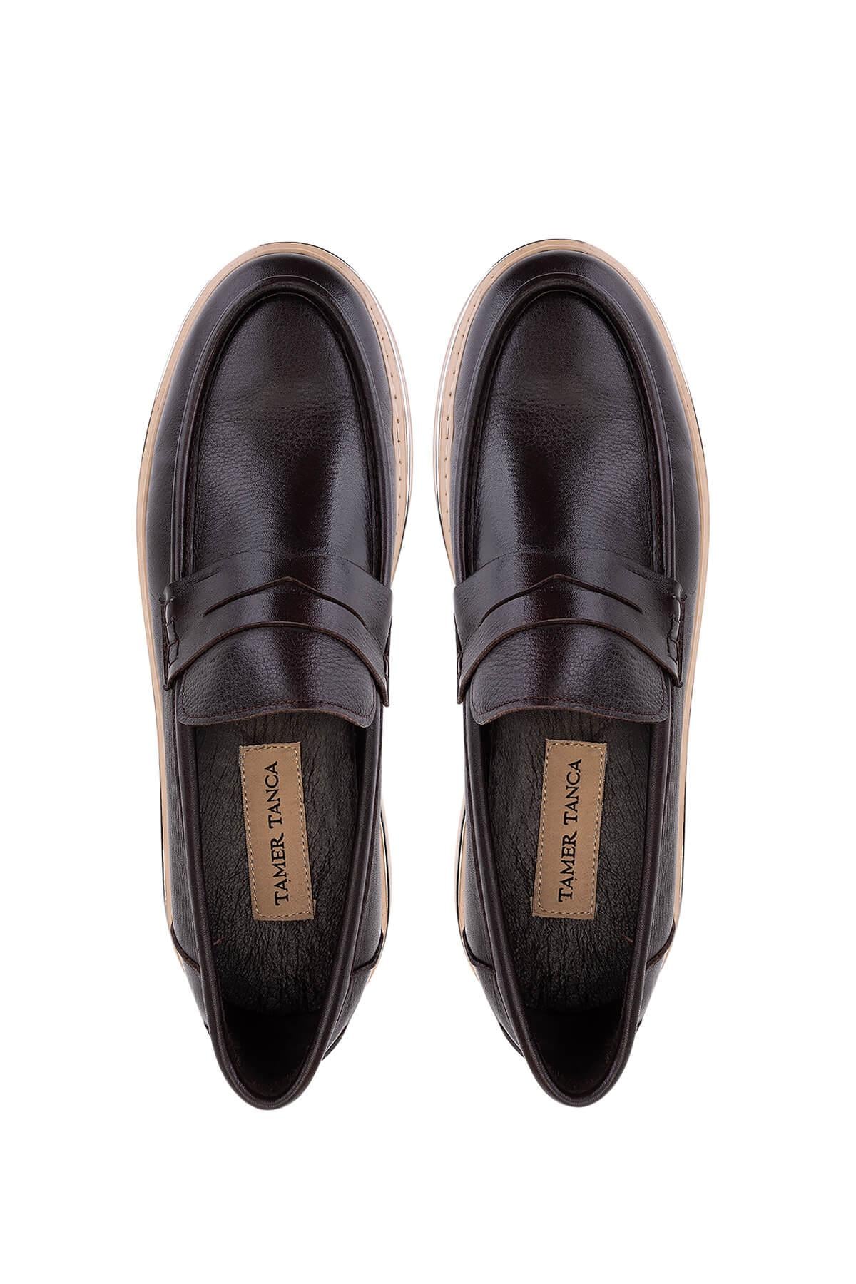 Tamer Tanca Tamer Tanca Erkek Hakiki Deri Kahverengi Loafer Ayakkabı Sneaker | FashFed Kahverengi - 6. görsel