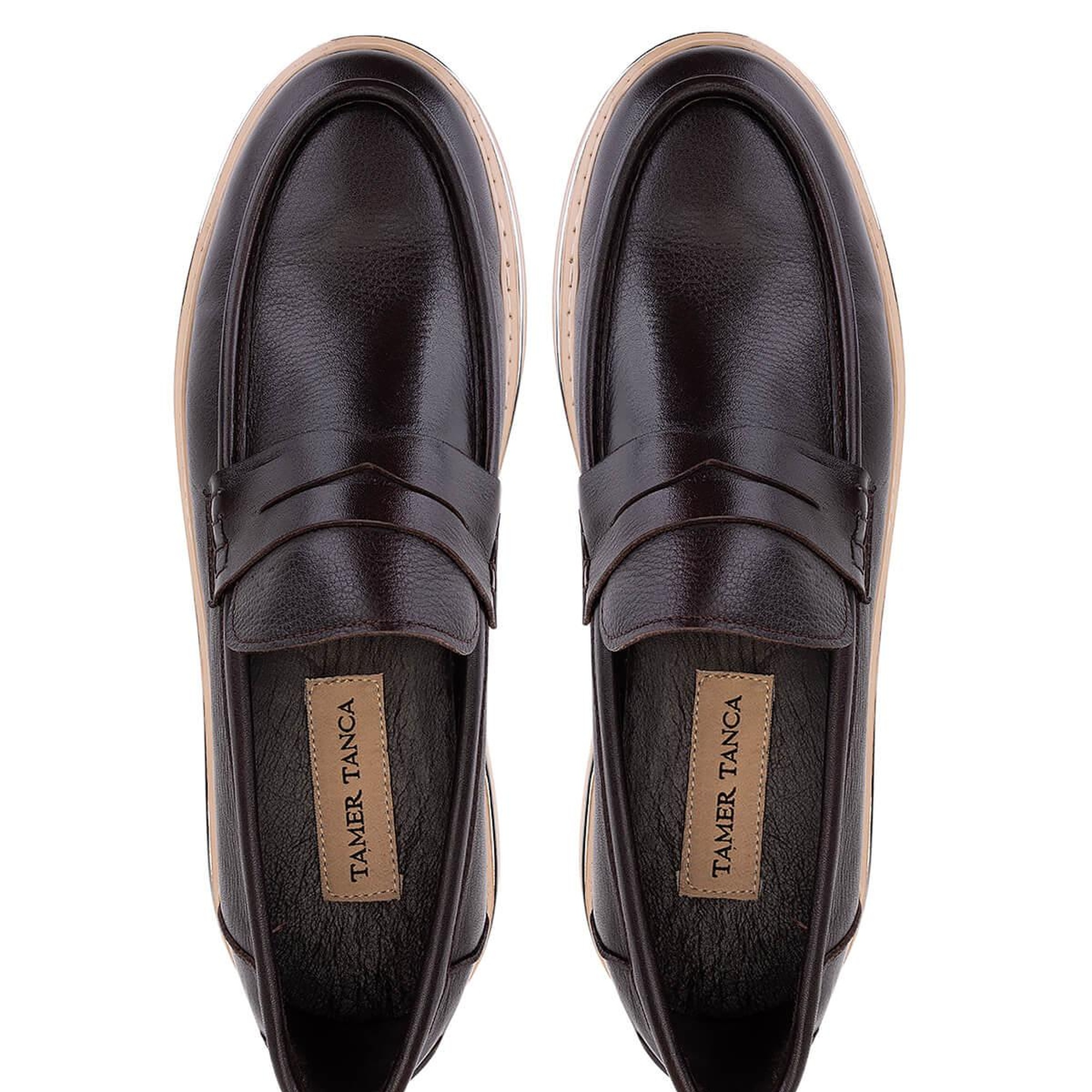 Tamer Tanca Erkek Hakiki Deri Kahverengi Loafer Ayakkabı