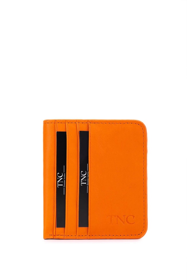  Tamer Tanca Unisex Hakiki Deri Turuncu Kartlık