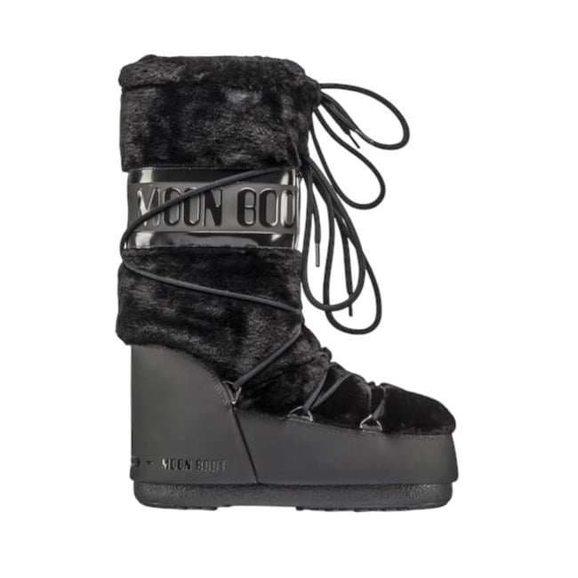  Moon Boot 80d1408900-n001 Moon Boot Classic Faux Fu Kadın Siyah Kar Botu