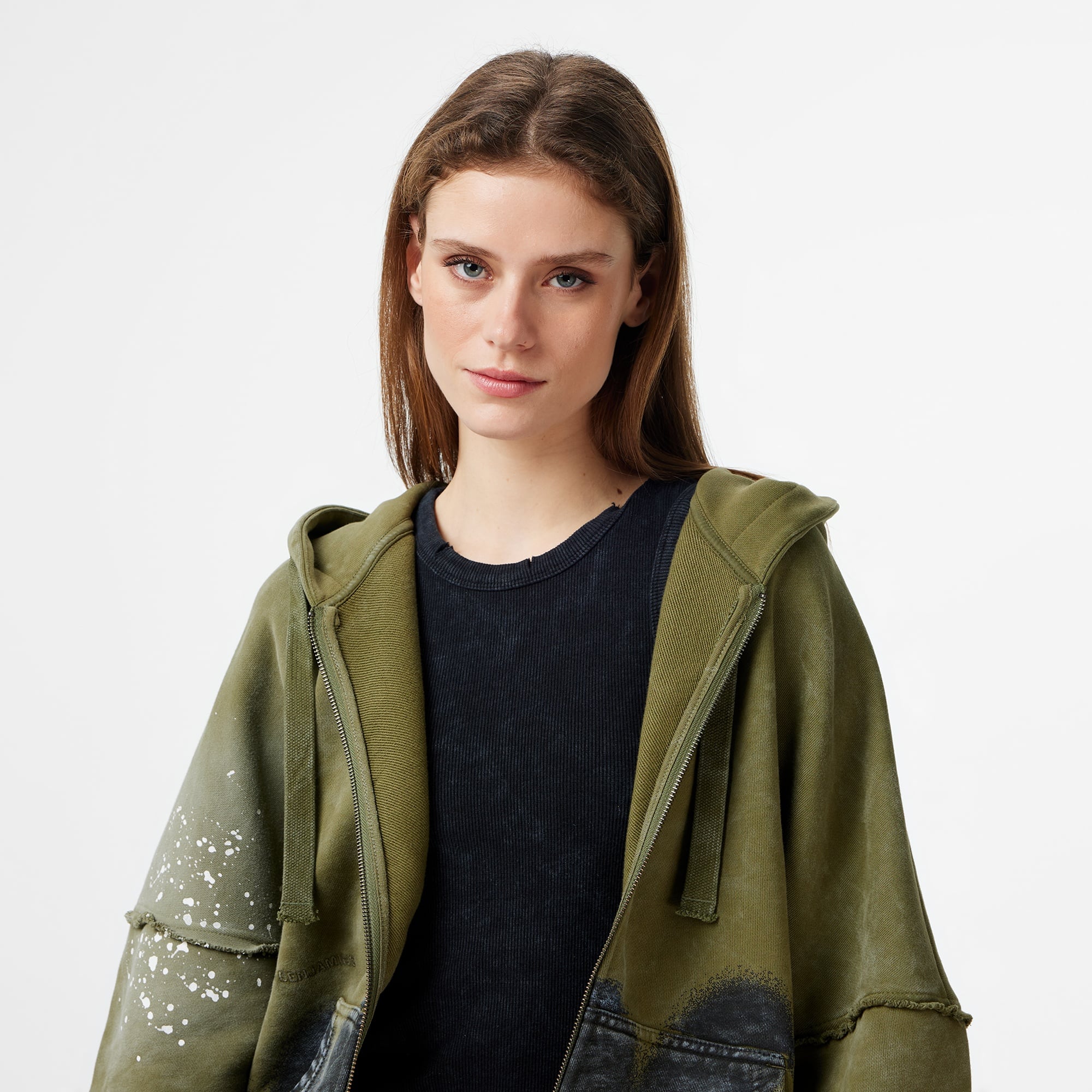 Les Benjamins Regular Fit Kadın Haki Sweatshirt