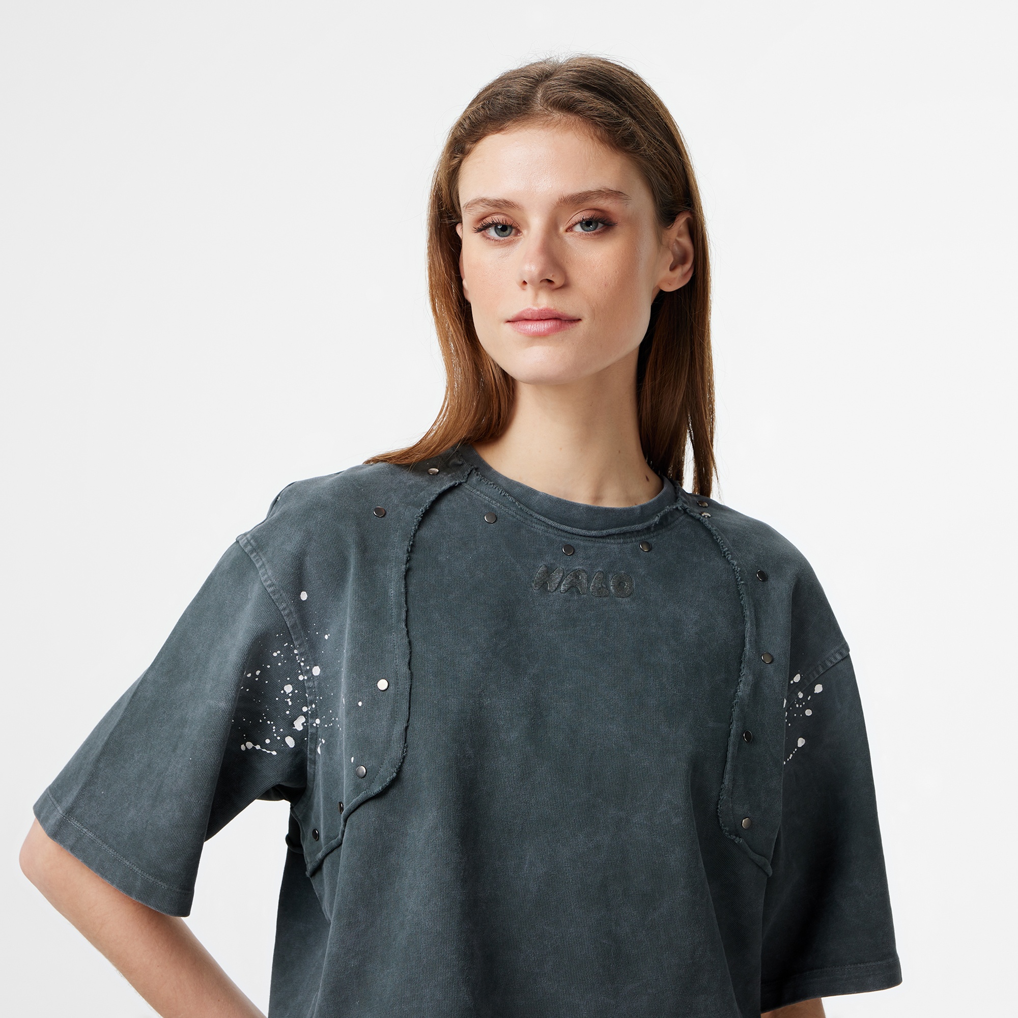 Les Benjamins Regular Fit Kadın Gri T-Shirt