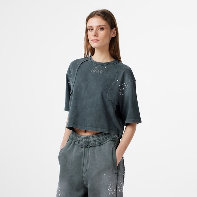  Les Benjamins Regular Fit Kadın Gri T-Shirt