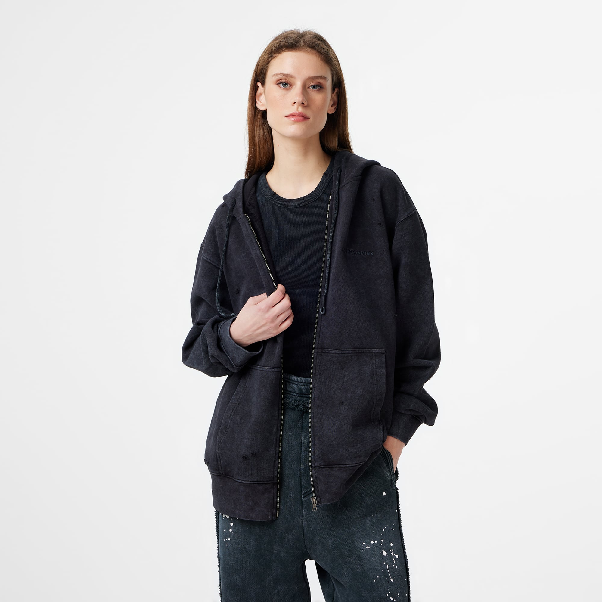  Les Benjamins Regular Fit Kadın Siyah Sweatshirt