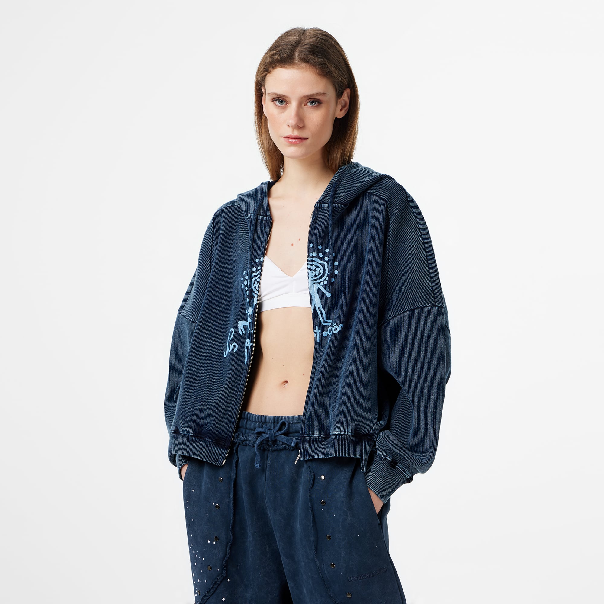  Les Benjamins Regular Fit Kadın Mavi Sweatshirt