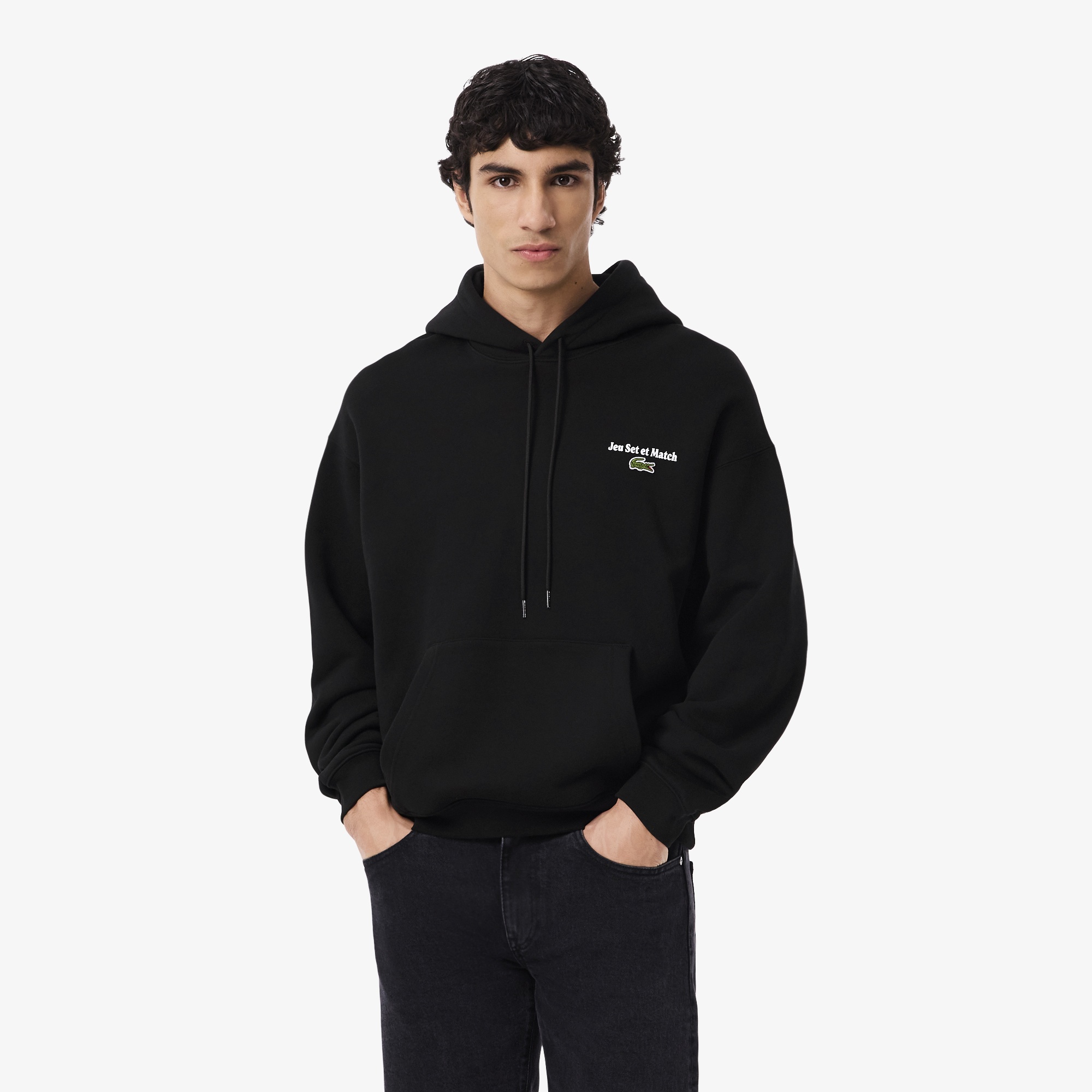 Erkek Loose Fit Kapüşonlu Siyah Sweatshirt