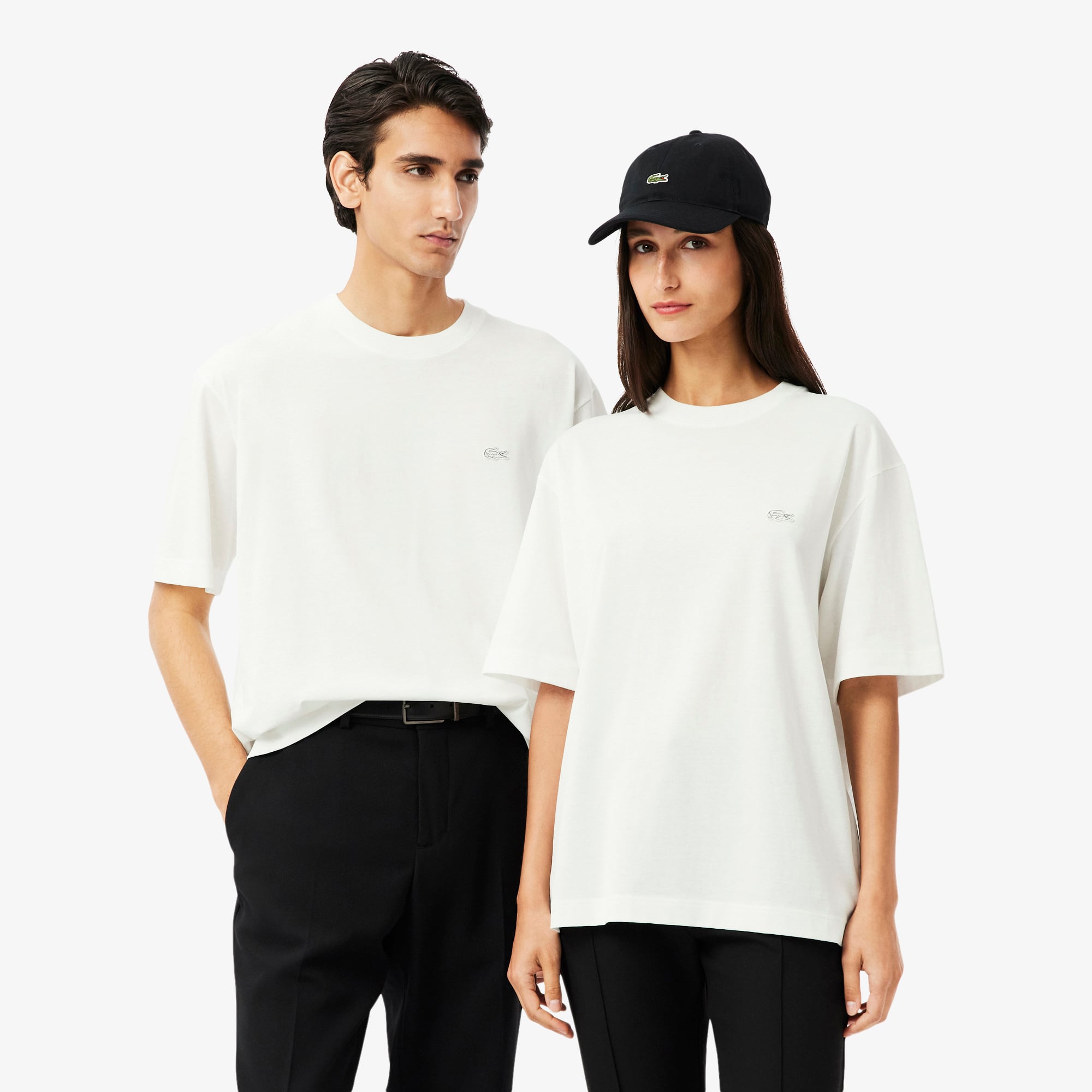  Unisex Loose Fit Bisiklet Yaka Beyaz T-Shirt