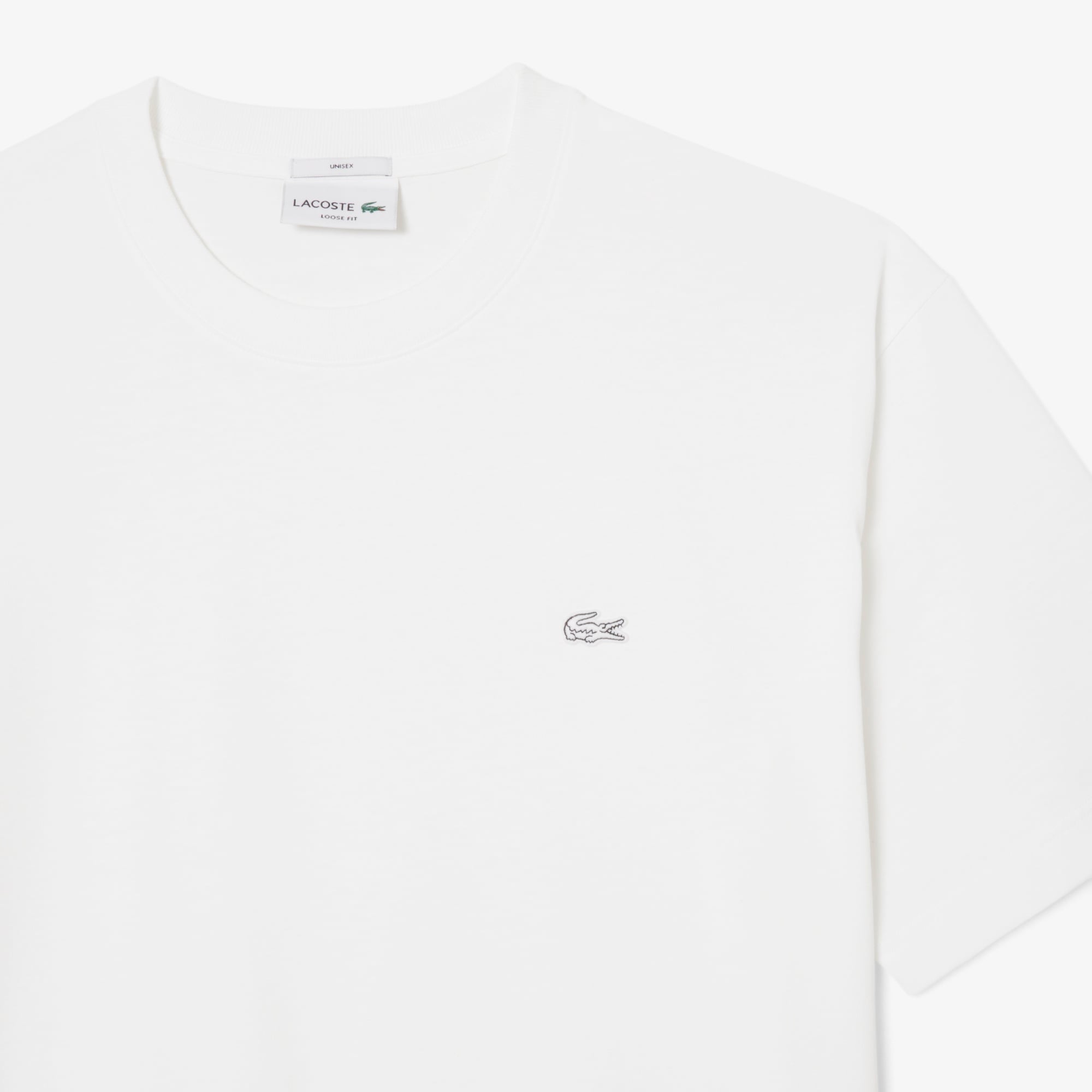 Unisex Loose Fit Bisiklet Yaka Beyaz T-Shirt