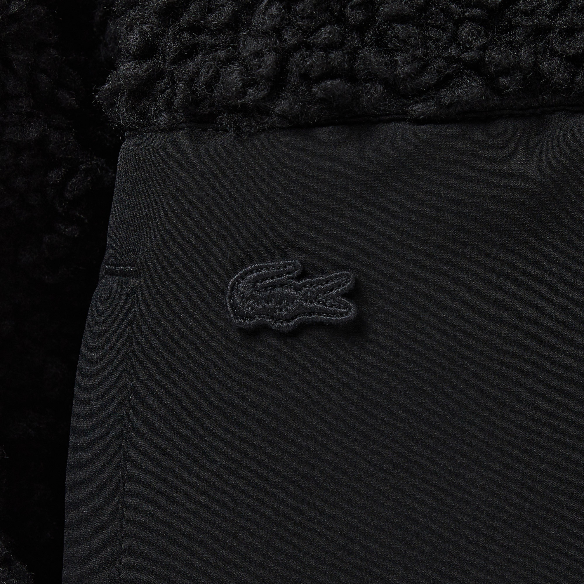 Lacoste Kadın Dik Yaka Renk Bloklu Siyah Ceket