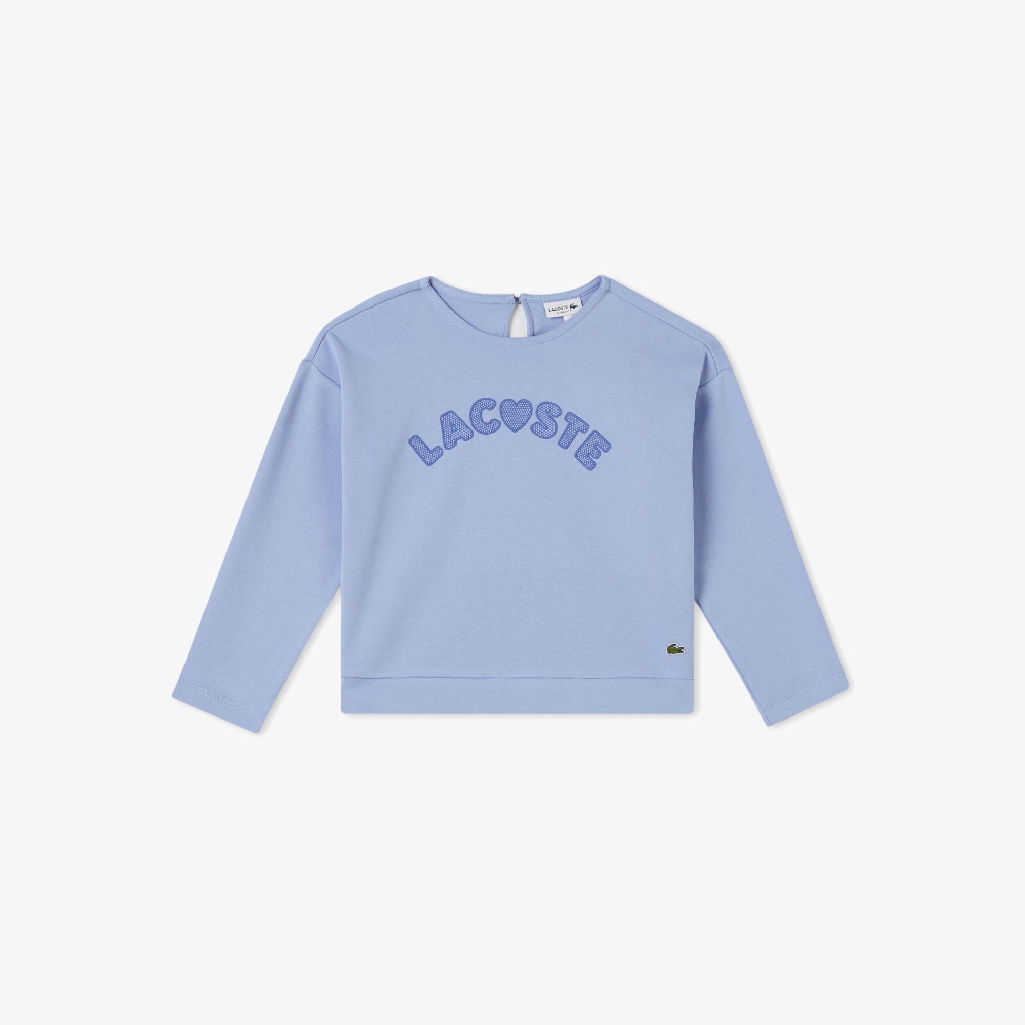  Lacoste Çocuk Uzun Kollu Bisiklet Yaka Baskılı Mavi T-Shirt