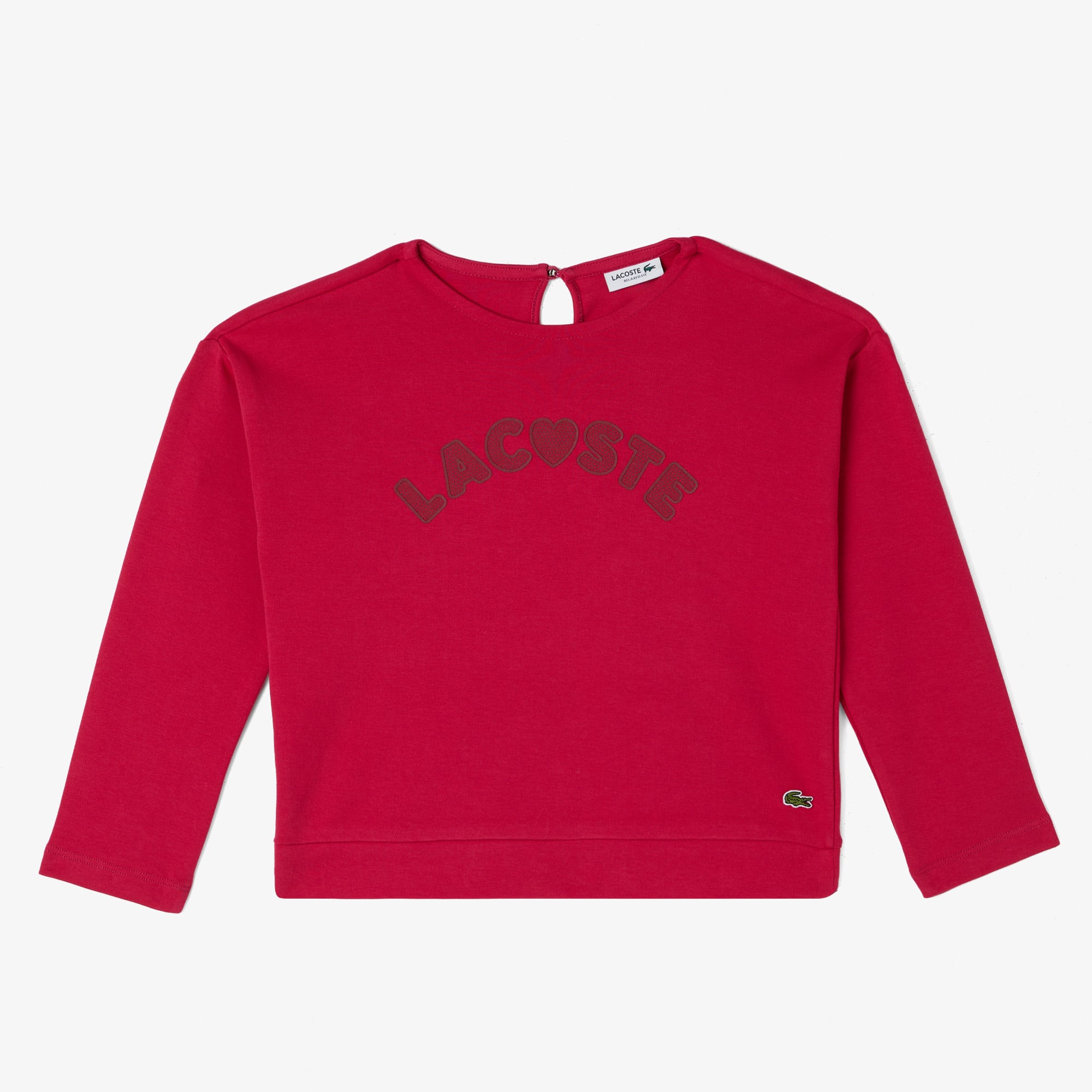  Lacoste Çocuk Uzun Kollu Bisiklet Yaka Baskılı Pembe T-Shirt