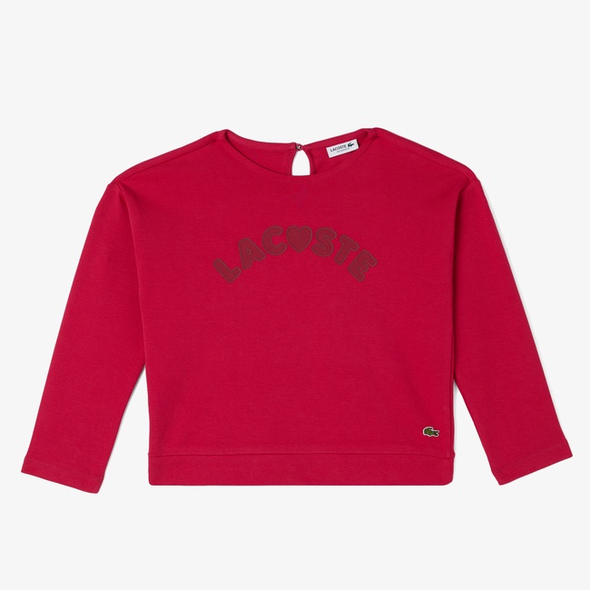  Lacoste Çocuk Uzun Kollu Bisiklet Yaka Baskılı Pembe T-Shirt