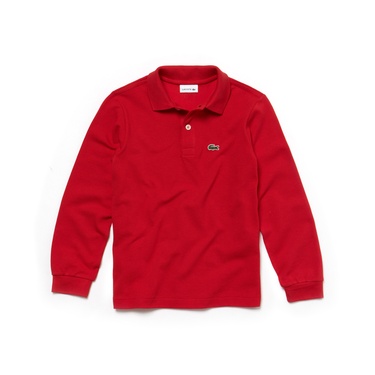  Erkek Çocuk Regular Fit Uzun Kollu Kırmızı Polo