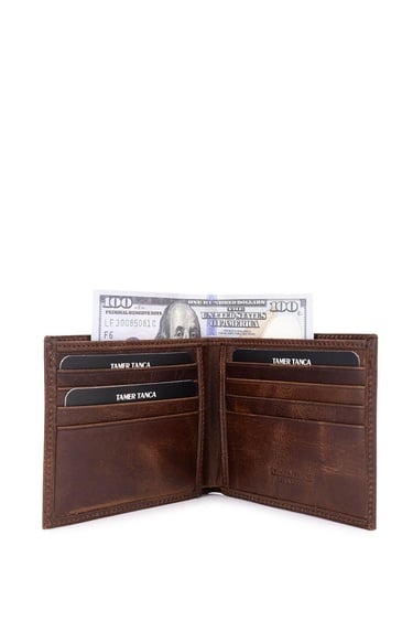  Tamer Tanca Erkek Hakiki Deri Kahve Cüzdan