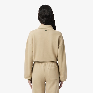  Lacoste Kadın Relaxed Fit Polo Yaka Yün Bej Triko