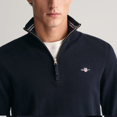  GANT Erkek Lacivert Regular Fit Yarım Fermuarlı Kazak