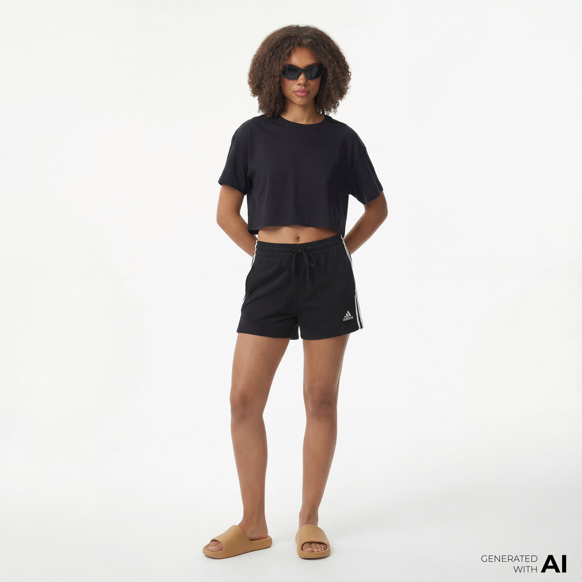 adidas Essentials Slim 3-Stripes Kadın Siyah Günlük Şort