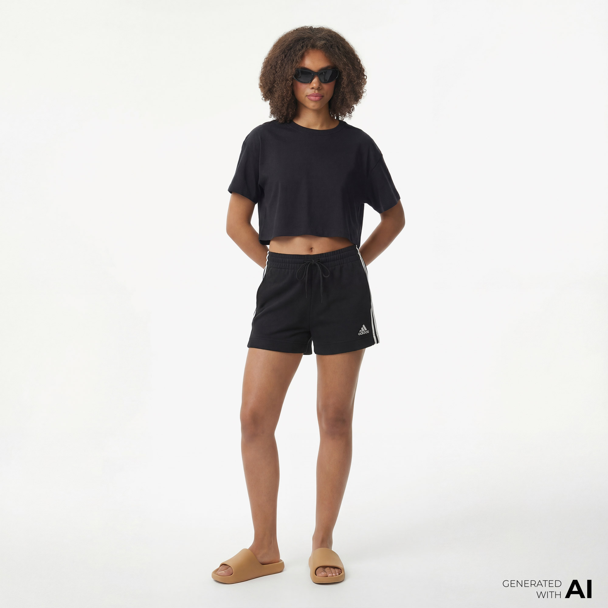  adidas Essentials Slim 3-Stripes Kadın Siyah Günlük Şort