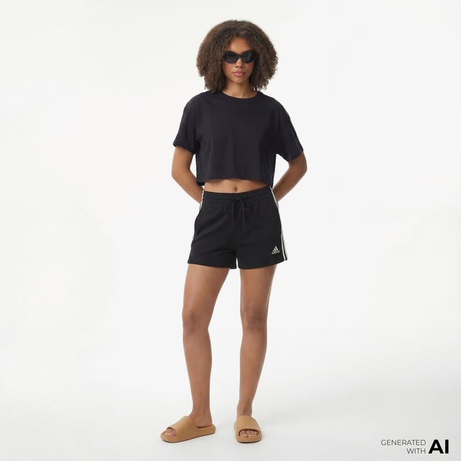  adidas Essentials Slim 3-Stripes Kadın Siyah Günlük Şort