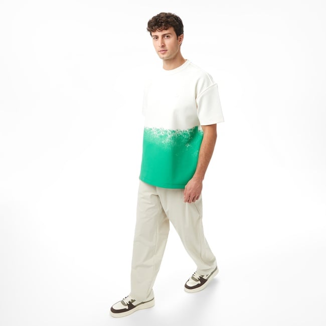  Lacoste x House of SuperStep Renk Bloklu Erkek Yeşil T-Shirt